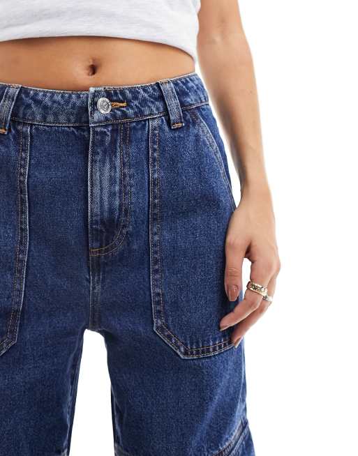 Miss Selfridge – Luźne bojówki jeansowe w kolorze indygo, 2 z 5