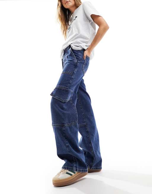 Miss Selfridge – Luźne bojówki jeansowe w kolorze indygo, 3 z 5