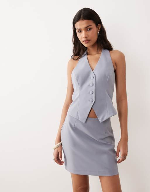 Miss Selfridge - Lyseblå skræddersyet habitvest - Del af sæt, 3 af 4