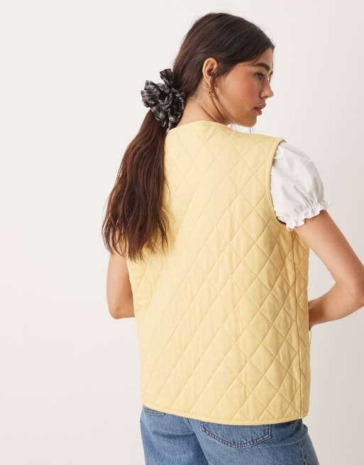 Miss Selfridge - Lysegul vest med vatteringer, 4 af 4