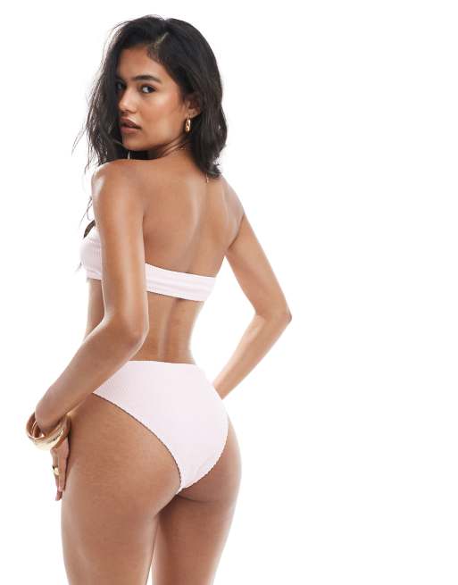 Miss Selfridge - Lyserød bikinitop med bandeau-snit og hjertedetalje i krølstof, 4 af 4