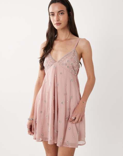 Miss Selfridge - Lyserød cami-minikjole med udsmykninger - view 1