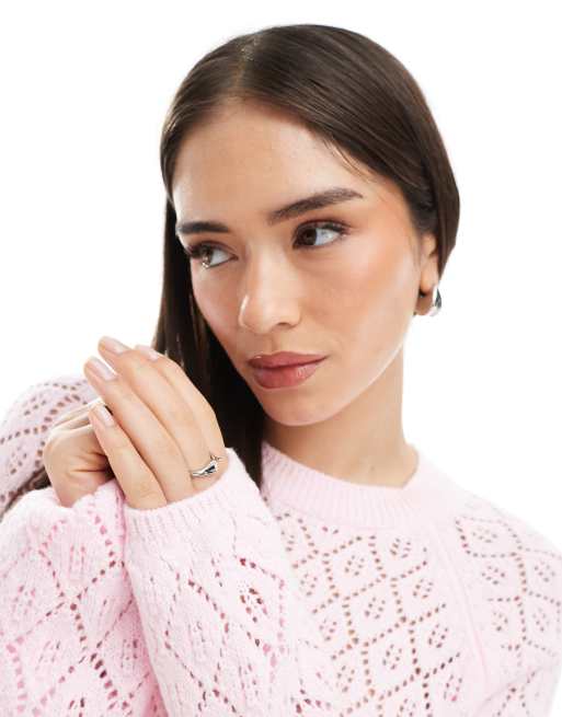 Miss Selfridge - Lyserød hæklet strikket trøje med bindebånd på ryggen, 4 af 4