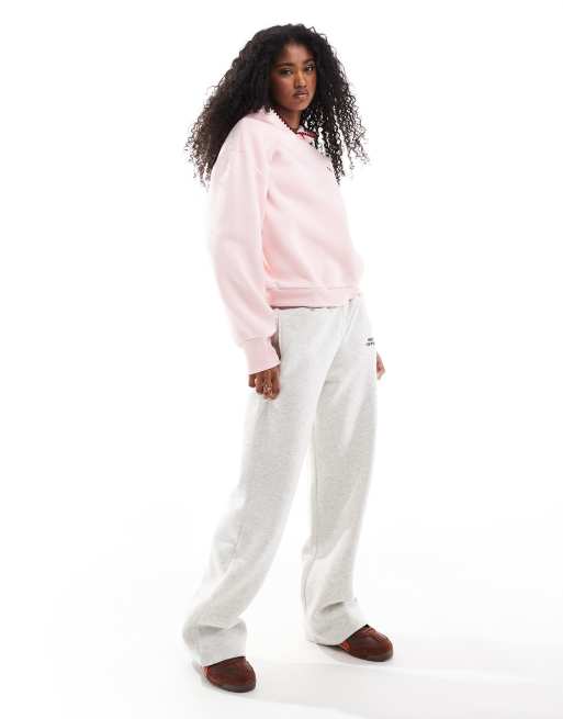 Miss Selfridge - Lyserød oversized hættetrøje med hjertebroderi og tungesting, 3 af 4