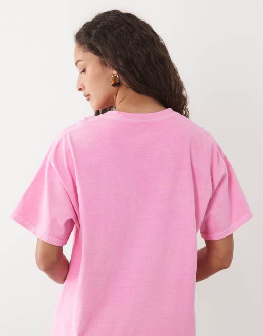 Miss Selfridge - Lyserød oversized T-shirt med strandprint, 4 af 4