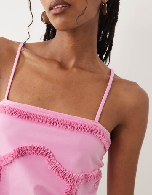 Miss Selfridge - Lyslilla cami-top med sømdetaljer under brystet, 4 af 4