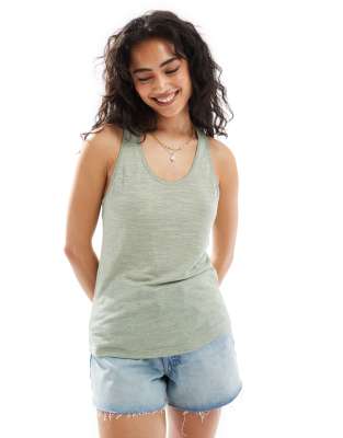 macrame back detail tank top in sage-No color