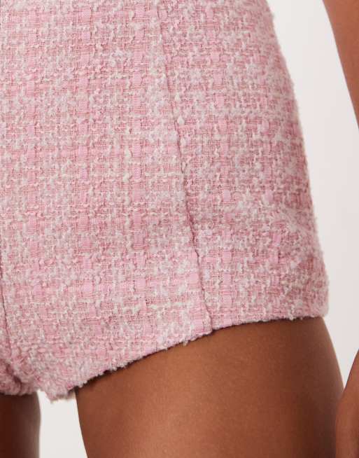 Miss Selfridge maßgeschneiderte Knicker-Shorts in Pink, Bouclé-Kombiteil, 3 von 5