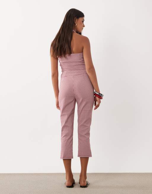 Miss Selfridge maßgeschneidertes Capri-Kombiteil in rotem Vichy-Karo, 5 von 5
