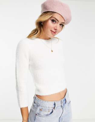 Miss Selfridge fitted lash jumper in ivory  - ASOS Price Checker