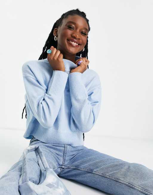 Miss Selfridge - Maglione con collo a imbuto azzurro