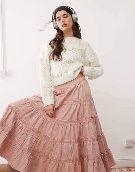Miss Selfridge - Maglione con finiture in pizzo