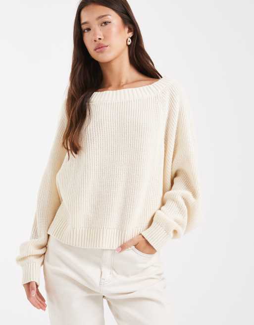 Miss Selfridge - Maglione lavorato oversize morbido color latticello