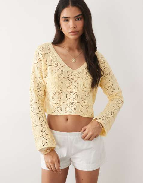 Miss Selfridge - Maglione morbido all'uncinetto giallo - view 1