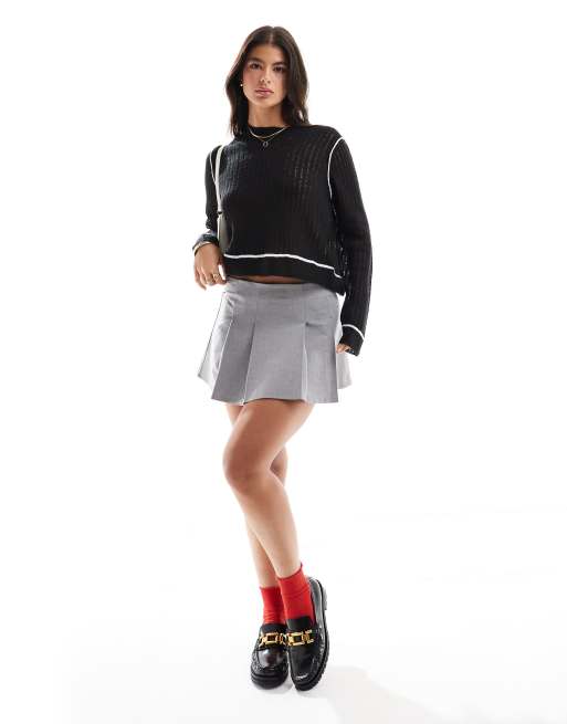 Miss Selfridge - Maglione trasparente nero con dettagli a contrasto, 2 di 4