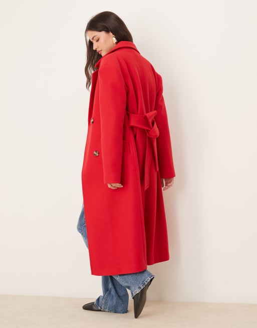Miss Selfridge Manteau croisé habillé avec ceinture Rouge vif