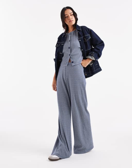 Miss Selfridge – Marinblårandig, borstad, ribbad kofta, del av set, 4 av 4