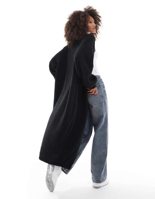 Miss Selfridge maxi cardigan in black, 3 of 4