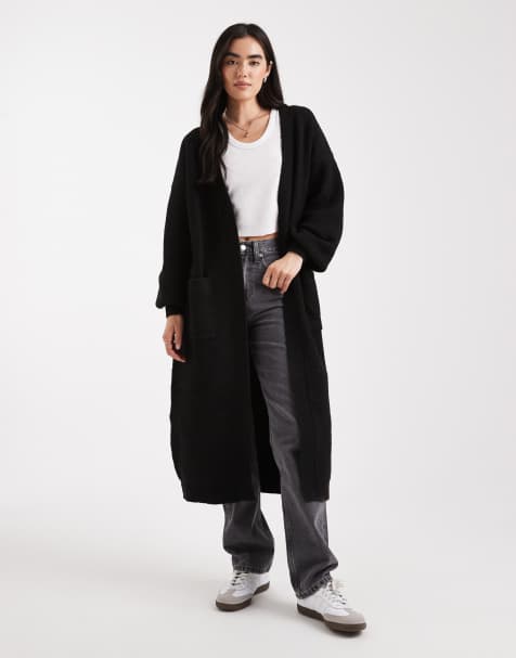 Miss Selfridge maxi cardigan in black - view 1