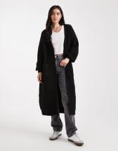 Miss Selfridge Petite maxi cardigan in black