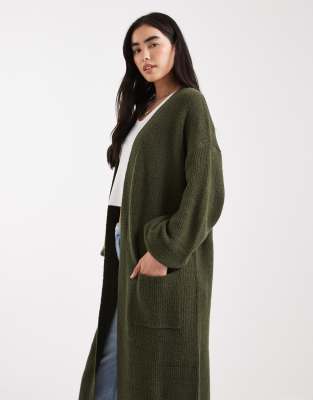 Miss Selfridge Maxi Cardigan In Green