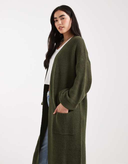 Miss Selfridge maxi cardigan in khaki