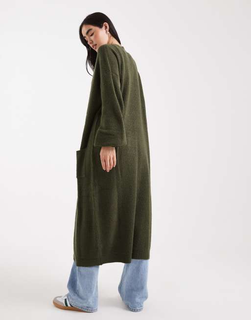 Miss Selfridge maxi cardigan in khaki