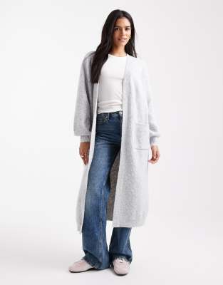 Miss Selfridge Maxi Cardigan In Gray