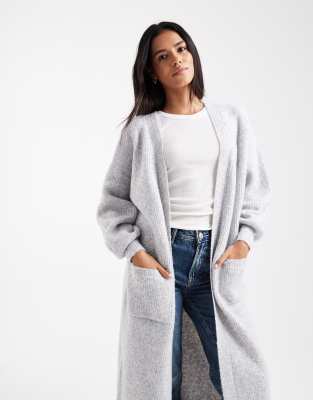 Miss Selfridge Maxi Cardigan In Gray
