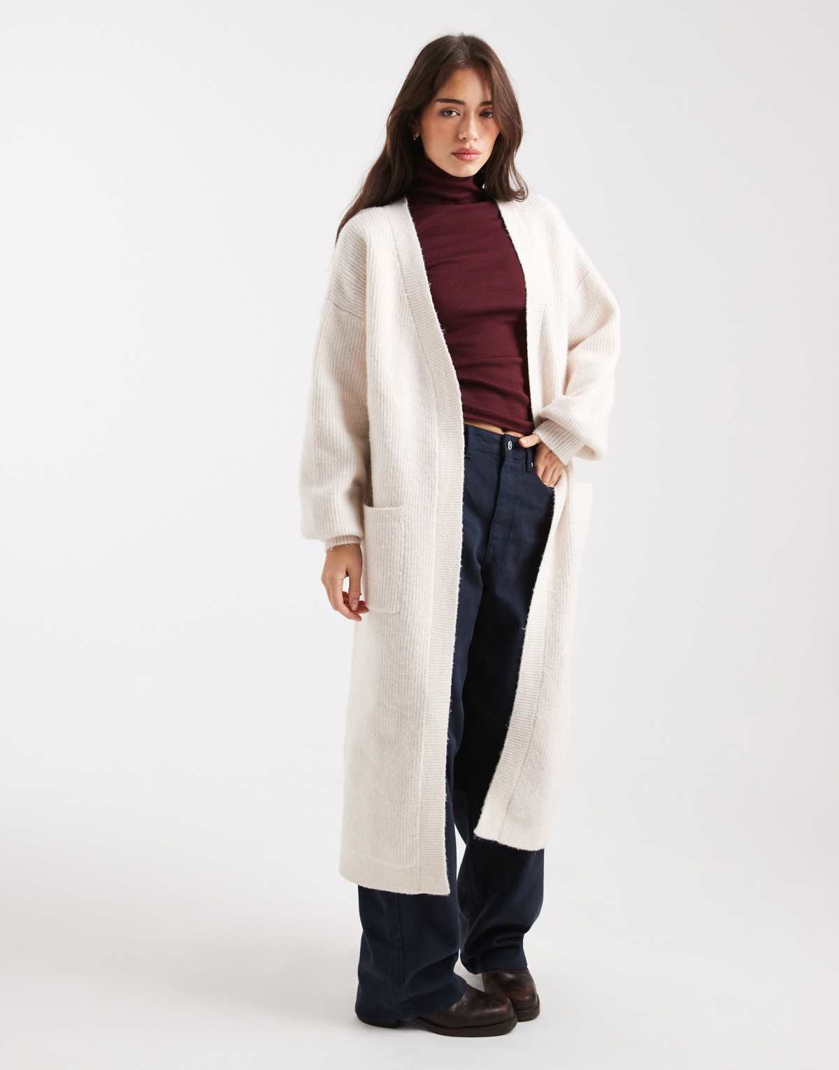 Miss Selfridge maxi cardigan in oatmeal