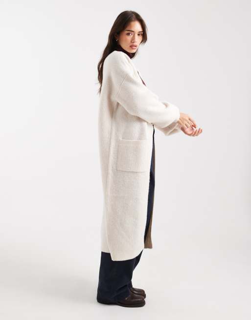 Miss Selfridge maxi cardigan in oatmeal