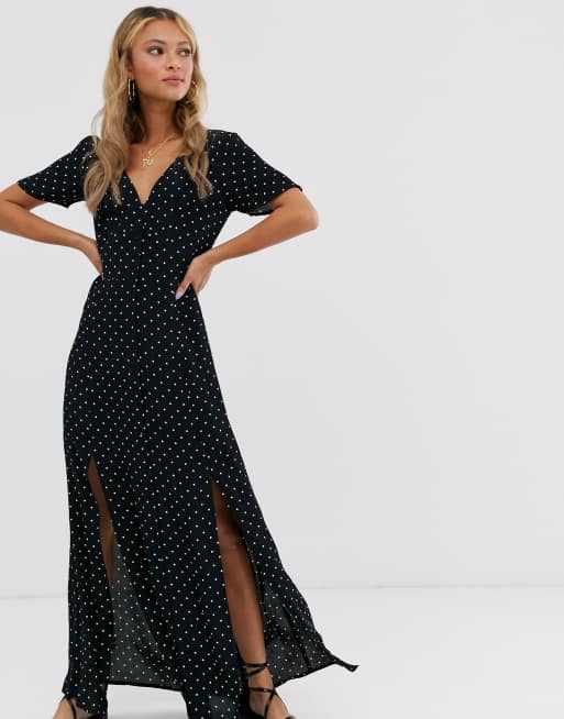 Miss selfridge black 2025 polka dot dress