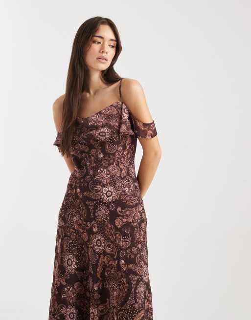 Miss Selfridge - Maxi jurk met gedrapeerde halslijn en paisley motief, 3 van 4