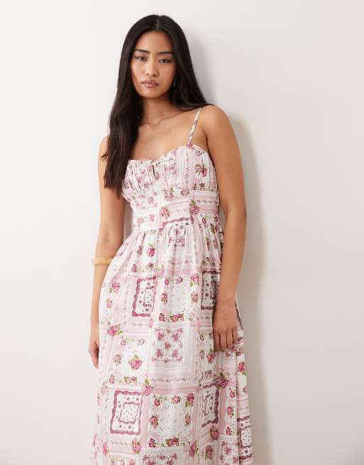 Miss Selfridge - Maxi jurk met korset en tegelprint, 2 van 4