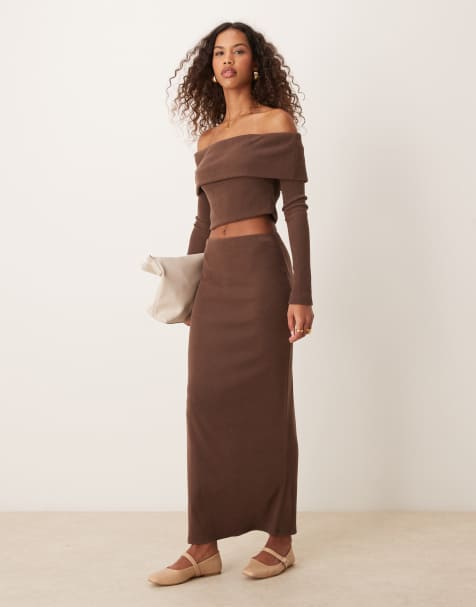 Miss Selfridge - Maxi rok in bruin - view 1