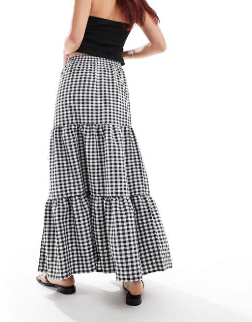 Miss Selfridge - Maxi rok met stroken en gingham ruit, 3 van 5
