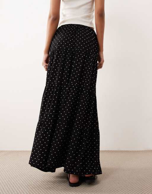 Miss Selfridge - Maxi rok met stroken en stippen in zwart, 5 van 5