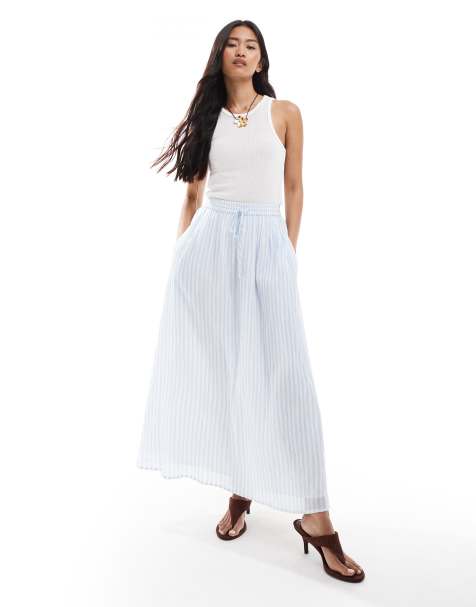 Miss Selfridge maxi skirt in blue stripe print - view 1