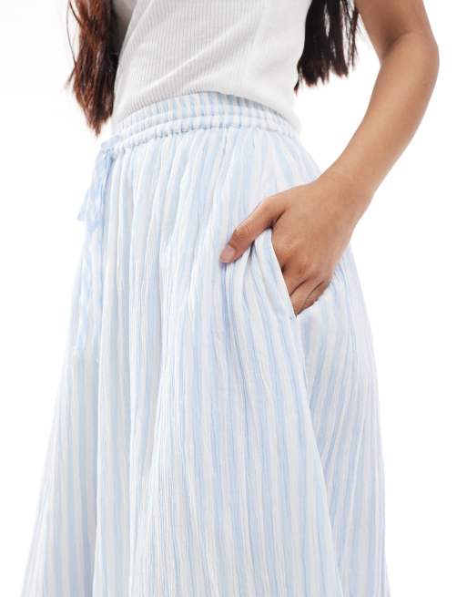 Miss Selfridge maxi skirt in blue striped print, 3 of 5