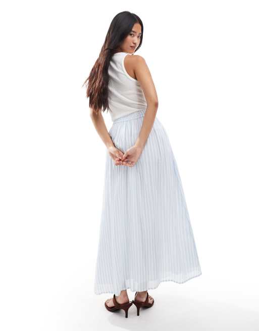 Miss Selfridge maxi skirt in blue striped print, 4 of 5