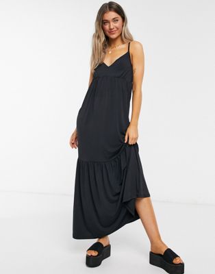 Miss Selfridge maxi slip dress in black | ASOS