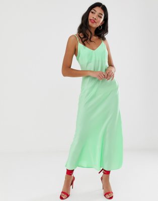 asos green slip dress