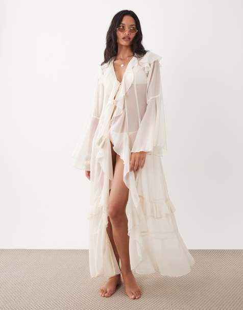 Miss Selfridge - Maxi strandtuniek in crème - view 1