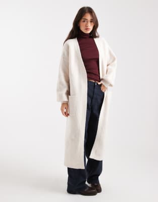 Miss Selfridge - Maxi-Strickjacke in Hellbeige-Neutral