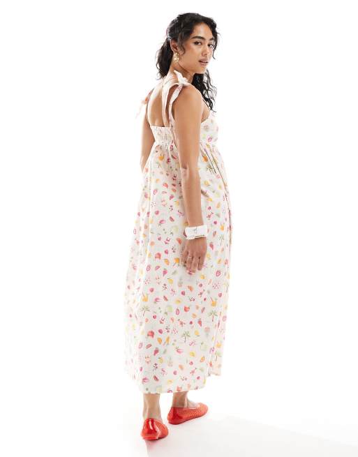 Miss Selfridge - Maxikjole med frugtprint og bindebånd i skulderen, 2 af 4