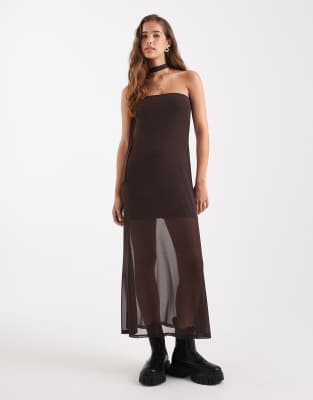 Miss Selfridge - Maxikleid in Schokobraun mit Schaldetail-Brown