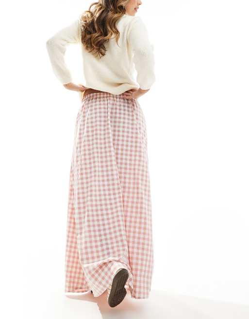 Miss Selfridge - Maxinederdel med lyserøde gingham-tern, 2 af 5