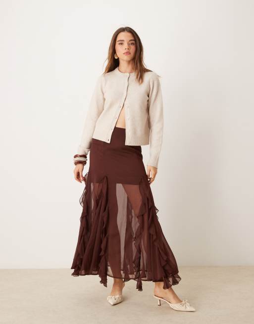 Miss Selfridge – Maxirock in Braun mit Godet-Einsatz, 4 von 5