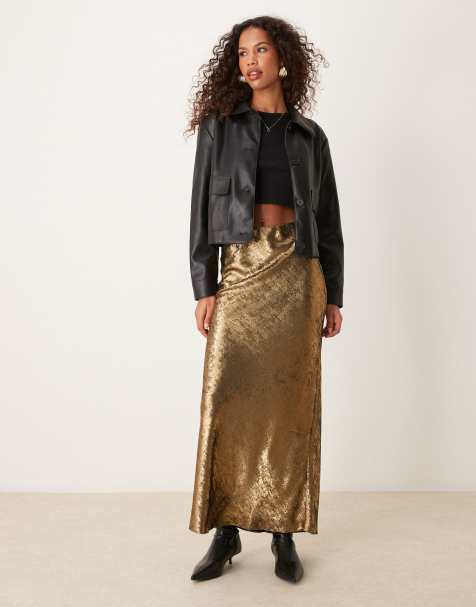 Miss Selfridge – Maxirock in Metallic-Gold - view 1