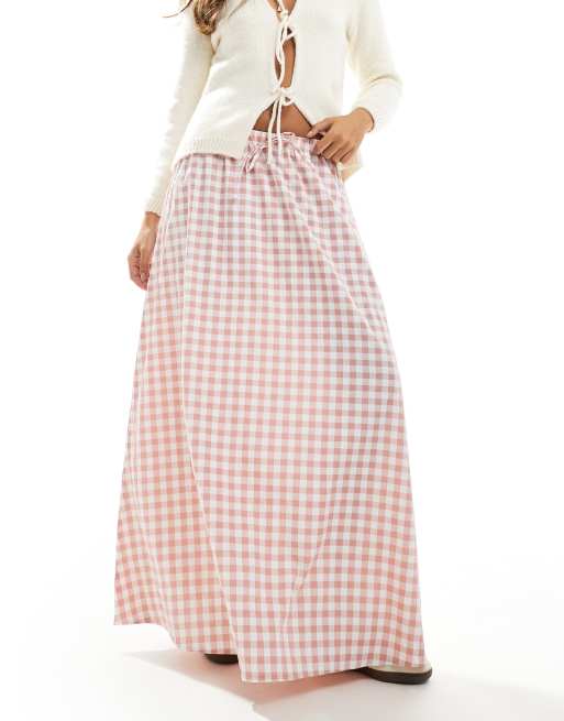 Miss Selfridge – Maxirock in Rosa mit Vichy-Karos
